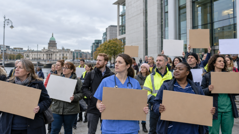 Mais de 100 mil funcionários públicos iniciam protesto trabalhista por novo acordo salarial na Irlanda