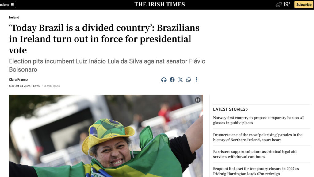 Confira a cobertura da imprensa irlandesa sobre as eleições do Brasil